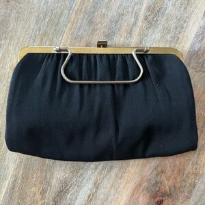 Vintage 1950s Black Clutch Purse